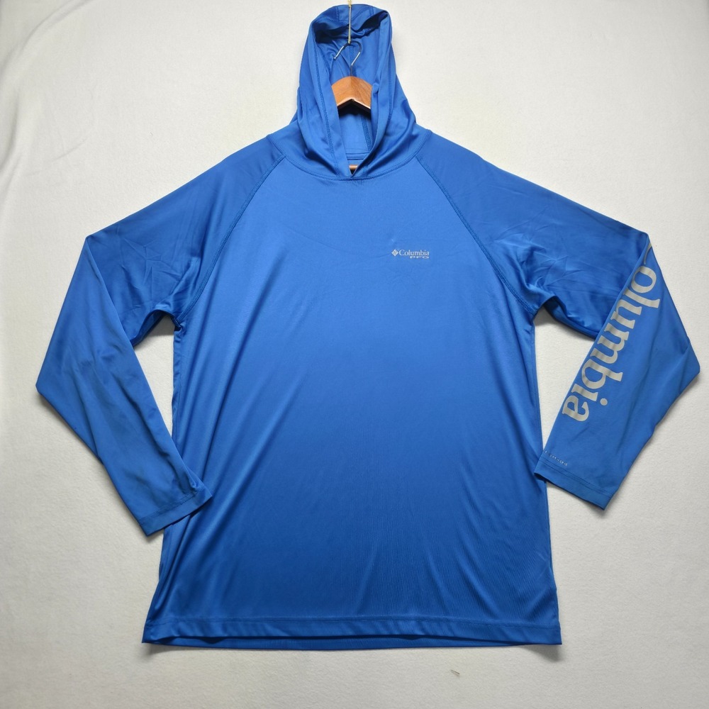 Columbia Men's Blue PFG Terminal Long Sleeve Omni Shade Fishing Hoodie Sz Large